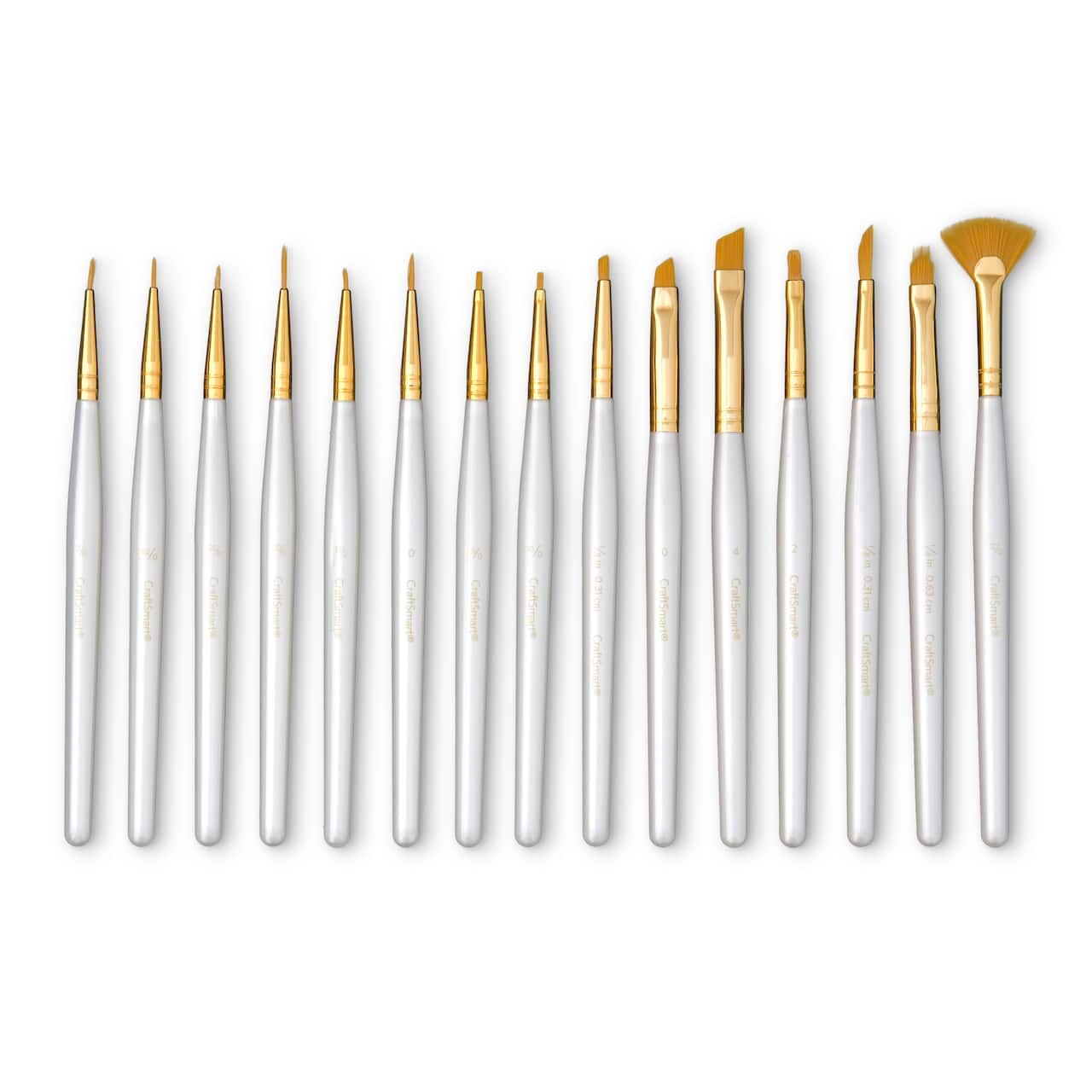 Craft Smart Golden Taklon Mini Brush 15-Piece Variety Set - Each
